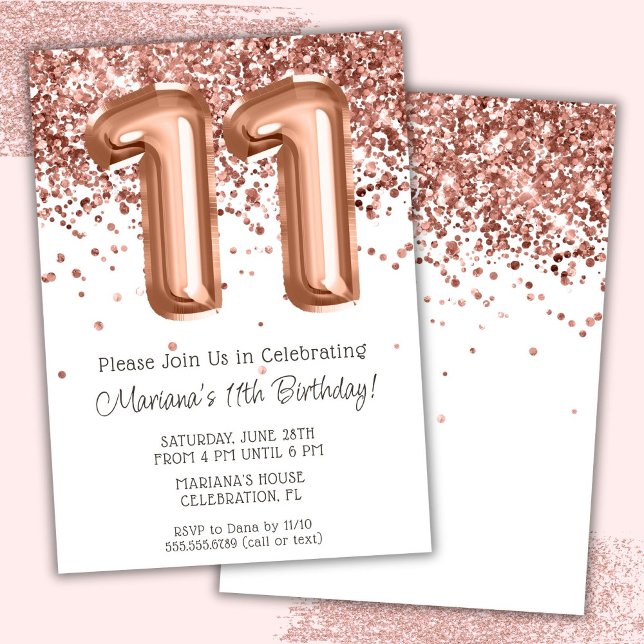 Invitación a la fiesta de cumpleaños 11 de Rosa Go (Subido por el creador)