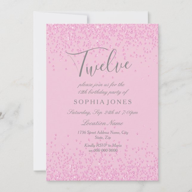 Invitación a la fiesta de cumpleaños 12 Chicas Pur (Anverso)