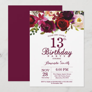 Invitación a la fiesta de cumpleaños 13 de Burgund