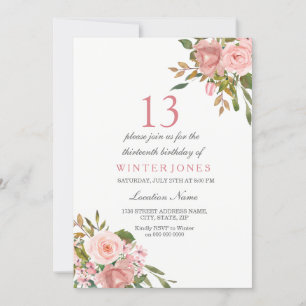 Invitación a la fiesta de cumpleaños 13 de las flo