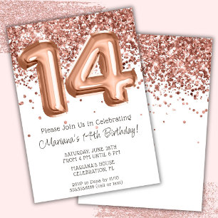 Invitación a la fiesta de cumpleaños 14 de Rosa Go