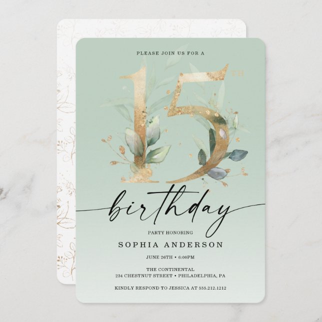 Invitación a la fiesta de cumpleaños 15 de Waterco (Anverso / Reverso)