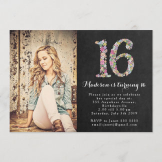 Invitación a la fiesta de cumpleaños 16 Chicas flo