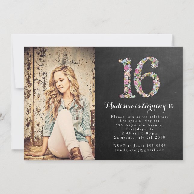 Invitación a la fiesta de cumpleaños 16 de los Chi (Anverso)