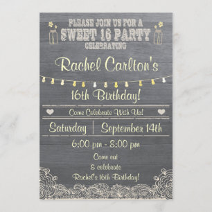 Invitación a la fiesta de cumpleaños 16 Rustic Mas
