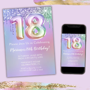 Invitación a la fiesta de cumpleaños 18 años con p