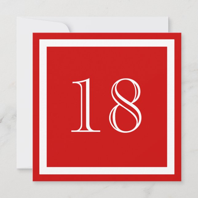 Invitación a la fiesta de cumpleaños 18 - Rojo (Anverso)