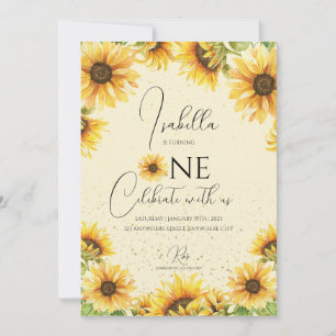 Invitación a la fiesta de cumpleaños 1 de girasol
