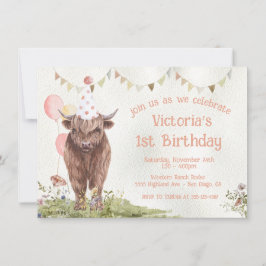 Invitación a la fiesta de cumpleaños 1 de la vaca 