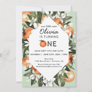 Invitación a la fiesta de cumpleaños 1 naranja Lit
