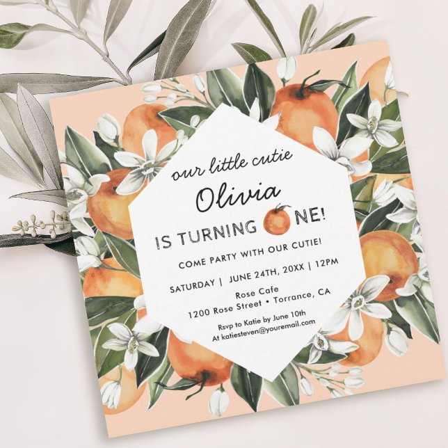 Invitación a la fiesta de cumpleaños 1 naranja Lit (Subido por el creador)