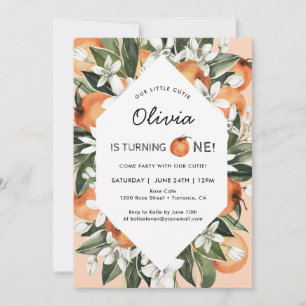 Invitación a la fiesta de cumpleaños 1 naranja Lit