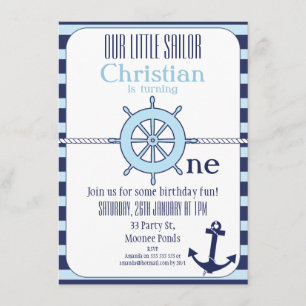 Invitación a la fiesta de cumpleaños 1 Nautical Bo
