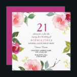 Invitación a la fiesta de cumpleaños 21ª floral de<br><div class="desc">Diseño de invitación a fiesta de cumpleaños 21ª floral de Primavera Rosada,  cortesía de www.createthecut.com</div>