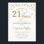 Invitación a la fiesta de cumpleaños 21 - Blanco d<br><div class="desc">Invitación a la fiesta de cumpleaños número 21. Elegante diseño con finos tonos dorados y blancos purpurinas. ¡Salud a 21 años! Mándame un mensaje si necesitas más personalización.</div>