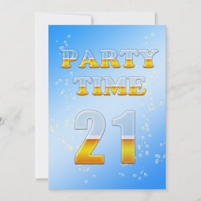 Invitación a la fiesta de cumpleaños 21 con cervez (Anverso)