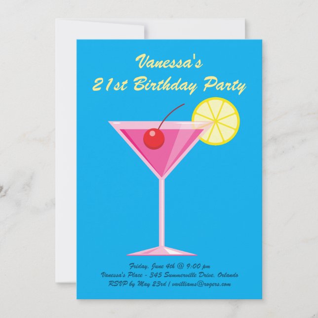 Invitación a la fiesta de cumpleaños 21 de Summer  (Anverso)