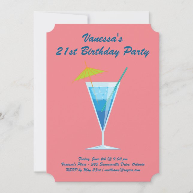 Invitación a la fiesta de cumpleaños 21 de verano  (Anverso)