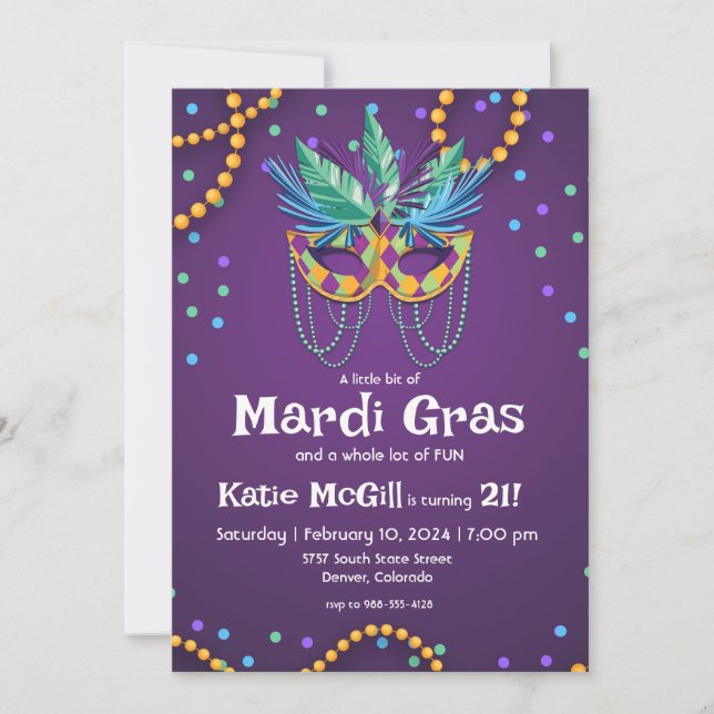 Invitación a la fiesta de cumpleaños 21 del Mardi  (Anverso)