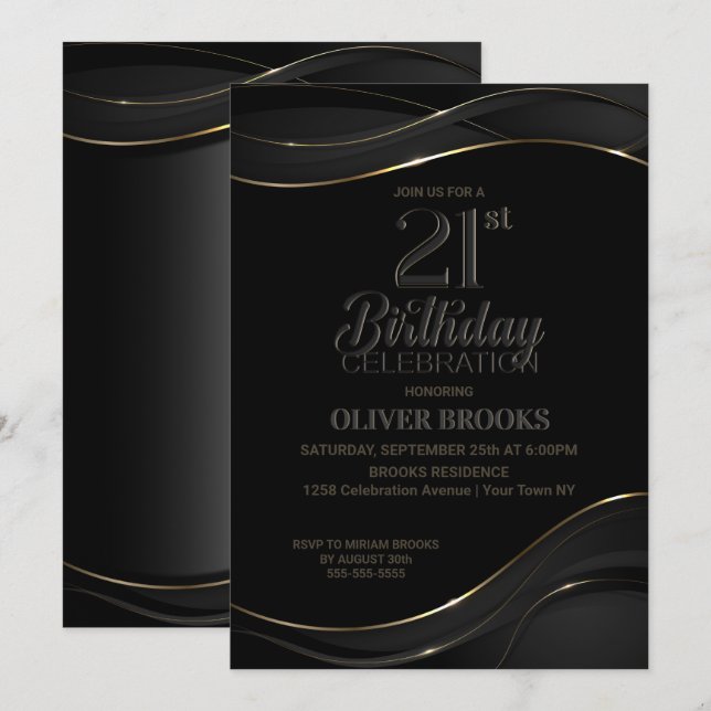 Invitación a la fiesta de cumpleaños 21 del oro ne (Anverso / Reverso)