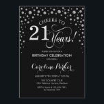 Invitación a la fiesta de cumpleaños 21 - negro pl<br><div class="desc">Invitación a la fiesta de cumpleaños número 21. Diseño elegante con finas platas purpurinas y negro. ¡Salud a 21 años! Mándame un mensaje si necesitas más personalización.</div>