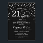 Invitación a la fiesta de cumpleaños 21 - negro pl<br><div class="desc">Invitación a la fiesta de cumpleaños número 21. Diseño elegante con finas platas purpurinas y negro. ¡Salud a 21 años! Mándame un mensaje si necesitas más personalización.</div>