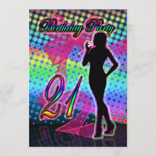 Invitación a la Fiesta de Cumpleaños 21, Neon con