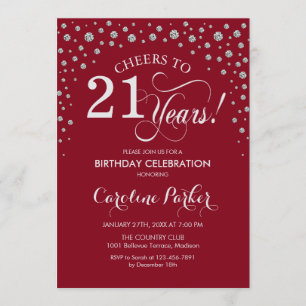 Invitación a la fiesta de cumpleaños 21 - rojo pla