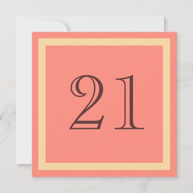 Invitación a la fiesta de cumpleaños 21 - Salmon C (Anverso)