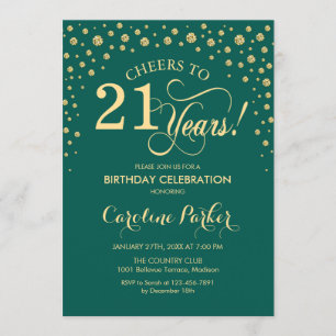 Invitación a la fiesta de cumpleaños 21 - Verde de