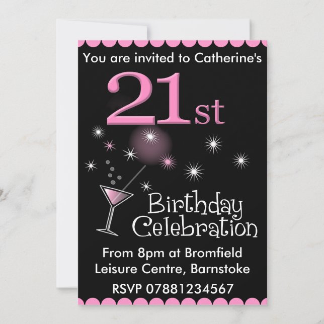 Invitación a la fiesta de cumpleaños 21 - Vidrio p (Anverso)