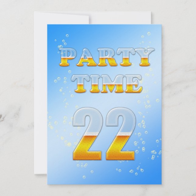 Invitación a la fiesta de cumpleaños 22 con cervez (Anverso)