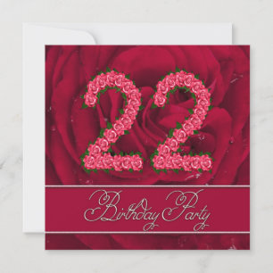 Invitación a la fiesta de cumpleaños 22 con rosas