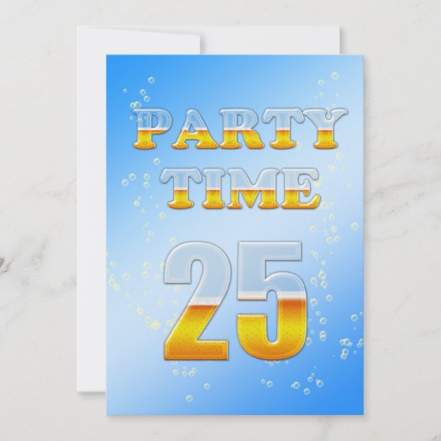 Invitación a la fiesta de cumpleaños 25 con cervez (Anverso)