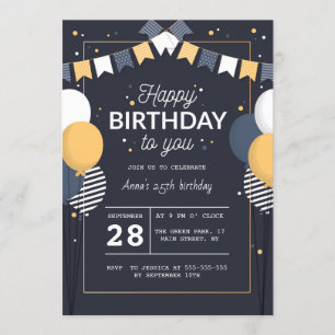 Invitación a la fiesta de cumpleaños 25 con letras