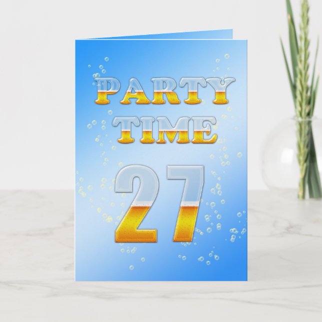 Invitación a la fiesta de cumpleaños 27 con mucha  (Anverso)