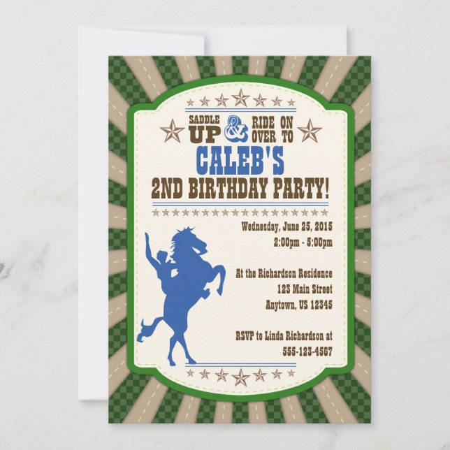 Invitación a la fiesta de cumpleaños 2 de Cowboy (Anverso)