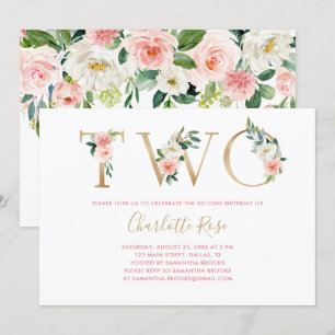 Invitación a la fiesta de cumpleaños 2 de Floral R