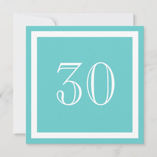 Invitación a la fiesta de cumpleaños 30 - Aqua (Anverso)