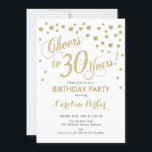 Invitación a la fiesta de cumpleaños 30 - Blanco d<br><div class="desc">30.ª invitación para fiestas de cumpleaños para mujeres y hombres. Elegante carta de invitación con en blanco y plateado purpurina. Presenta el tipo de letra del guión y el perfil. ¡Salud a 30 años! Perfecto para una celebración de glam bday.</div>