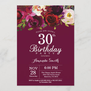 Invitación a la fiesta de cumpleaños 30 de Burgund