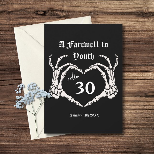 Invitación a la fiesta de cumpleaños 30 - funeral  (30th Birthday - RIP Twenties Birthday Party  Decor)