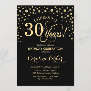 Invitación a la fiesta de cumpleaños 30 - Negro de