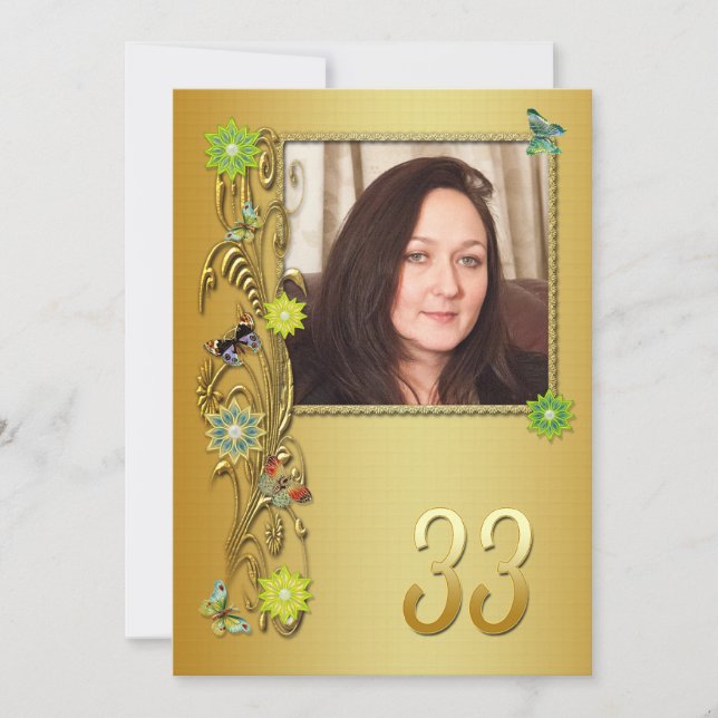 Invitación a la fiesta de cumpleaños 33 del Golden (Anverso)