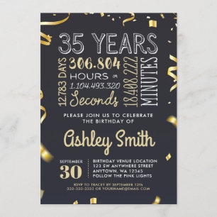 Invitación a la Fiesta de Cumpleaños 35 - Oro 35 a