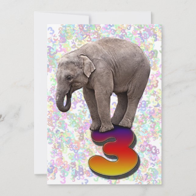 Invitación a la fiesta de cumpleaños 3, con elefan (Anverso)