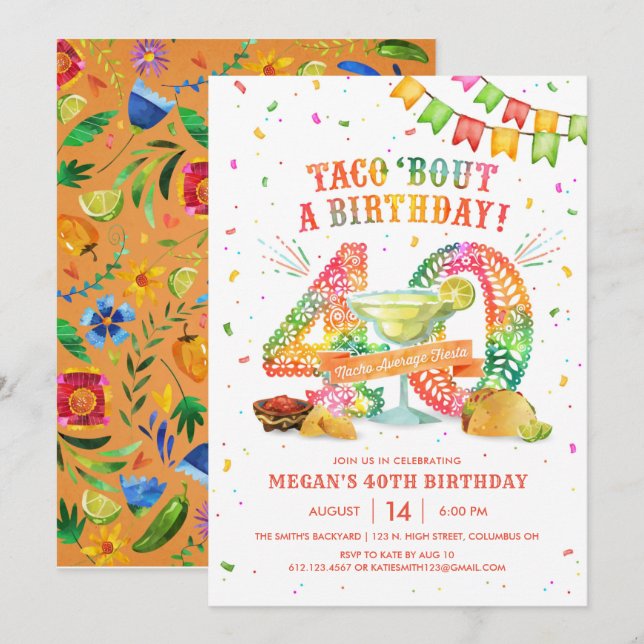 Invitación a la Fiesta de Cumpleaños 40 (Anverso / Reverso)