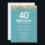 Invitación a la fiesta de cumpleaños 40 del Purpur<br><div class="desc">Elegante purpurina de oro de Faux con brillantes notas de confeti en el borde superior e inferior. Todo el texto es ajustable y fácil de cambiar para sus propias necesidades fiestas. Gran diseño elegante de plantilla de cumpleaños número 40.</div>