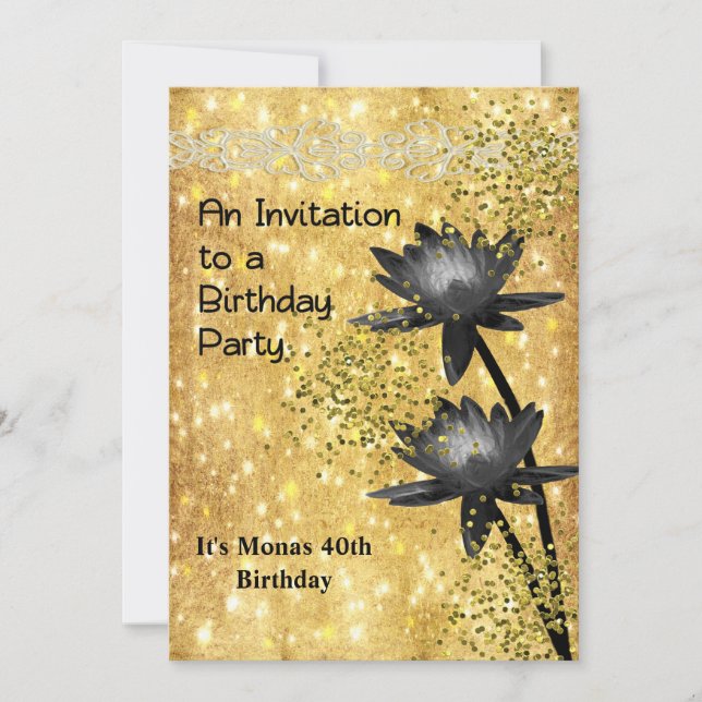 Invitación a la fiesta de cumpleaños 40 mujeres (Anverso)