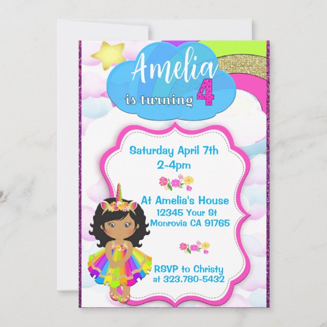 Invitación a la fiesta de cumpleaños 4 chicas de U (Anverso)